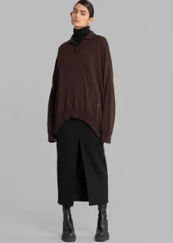 The Frankie Shop Meriel Polo Sweater Chocolate Plum Online