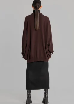 The Frankie Shop Meriel Polo Sweater Chocolate Plum Online