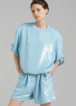 The Frankie Shop Metz Sequins Sweatshirt Sky Clearance