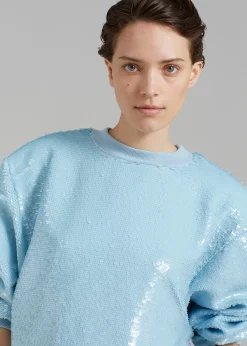 The Frankie Shop Metz Sequins Sweatshirt Sky Clearance
