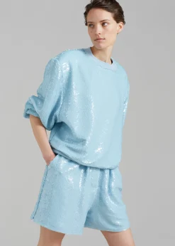 The Frankie Shop Metz Sequins Sweatshirt Sky Clearance