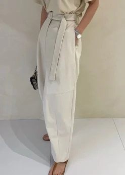 The Frankie Shop Mia Belted Pants Beige