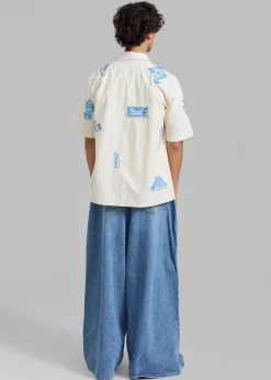 The Frankie Shop Nanushka Bodil Camp Shirt Creme Hot
