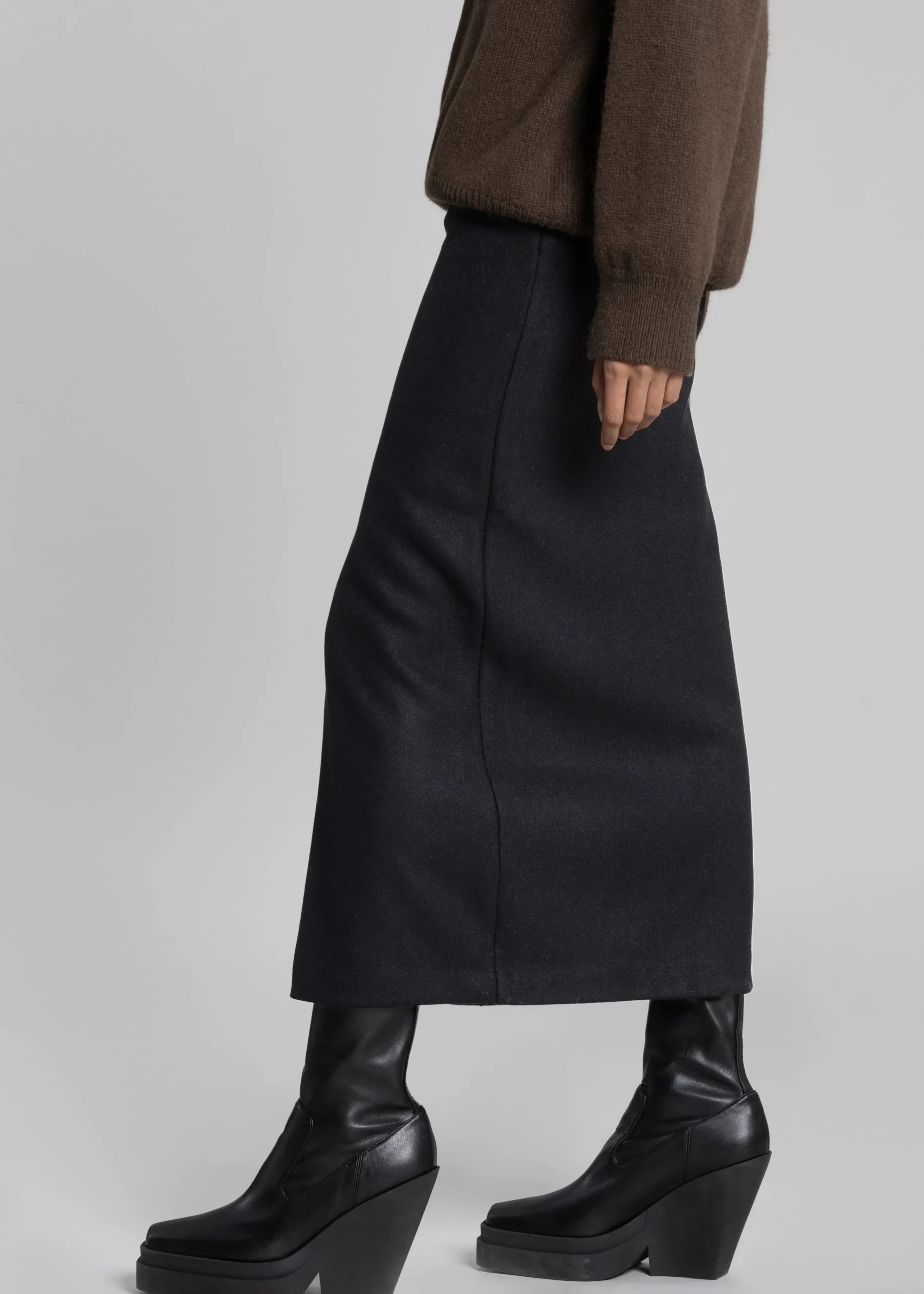 The Frankie Shop Neasi Wool-Blend Pencil Skirt Black Best