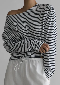 The Frankie Shop Neha Cropped Top Navy Stripe Outlet