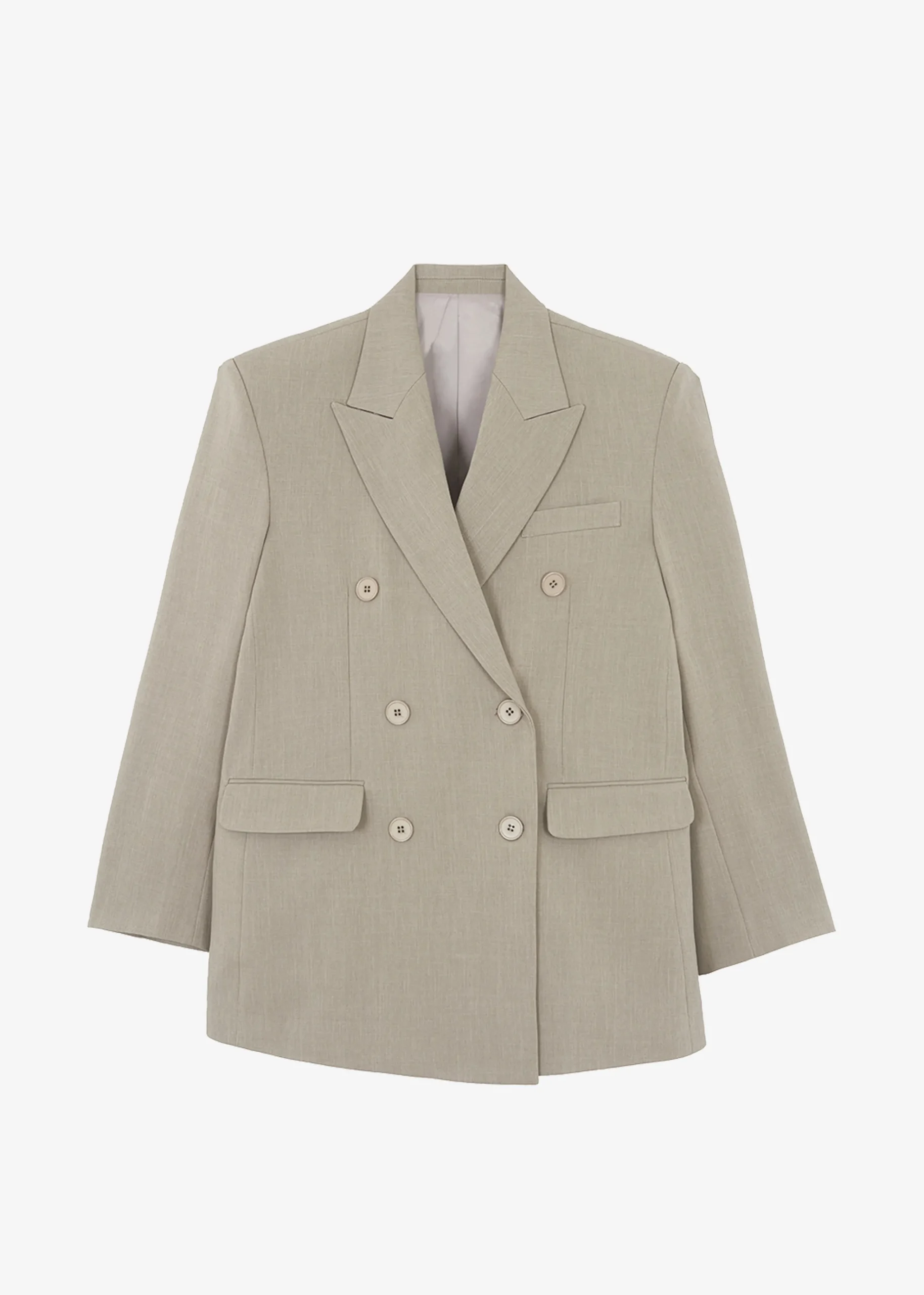 The Frankie Shop Nessi Double Breasted Blazer Taupe