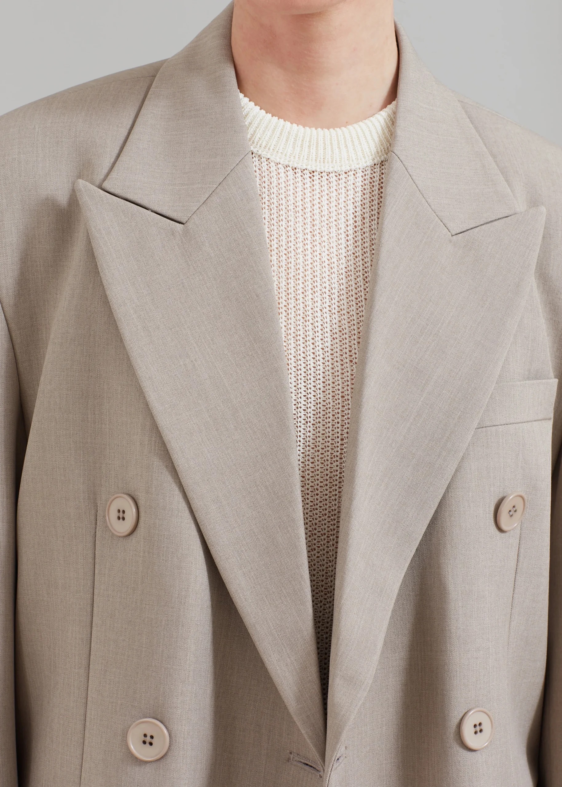 The Frankie Shop Nessi Double Breasted Blazer Taupe