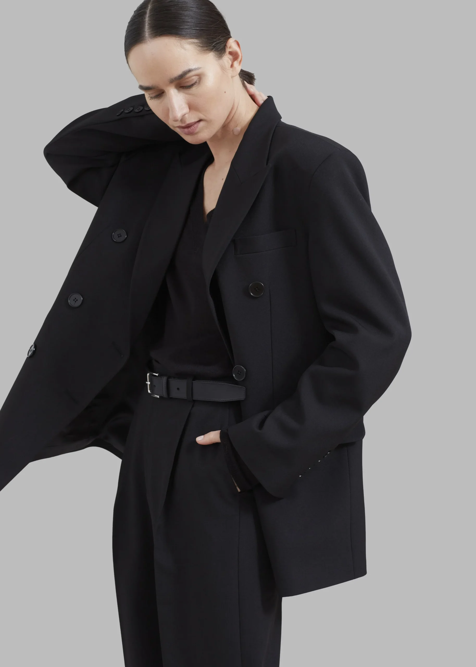 The Frankie Shop Nessi Double Breasted Blazer Black New