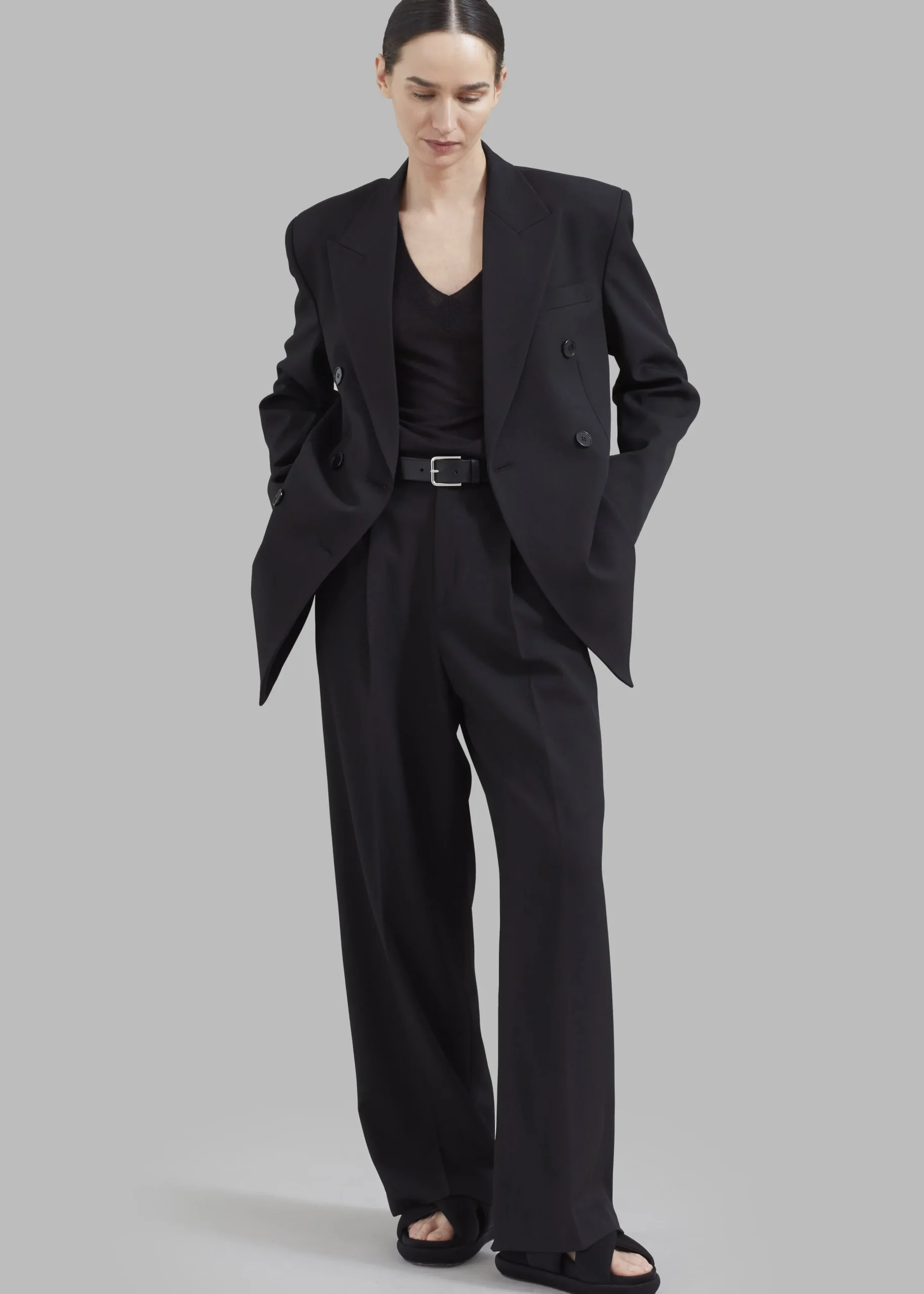 The Frankie Shop Nessi Double Breasted Blazer Black New
