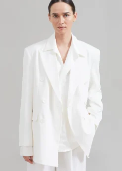 The Frankie Shop Nessi Double Breasted Blazer White Outlet
