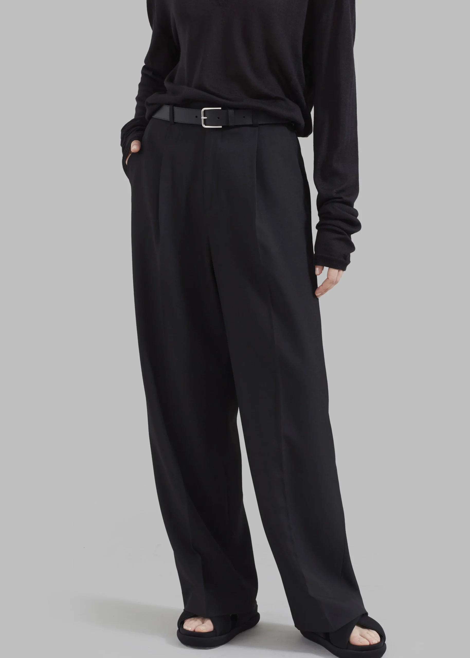 The Frankie Shop Nessi Pintuck Trousers Black New