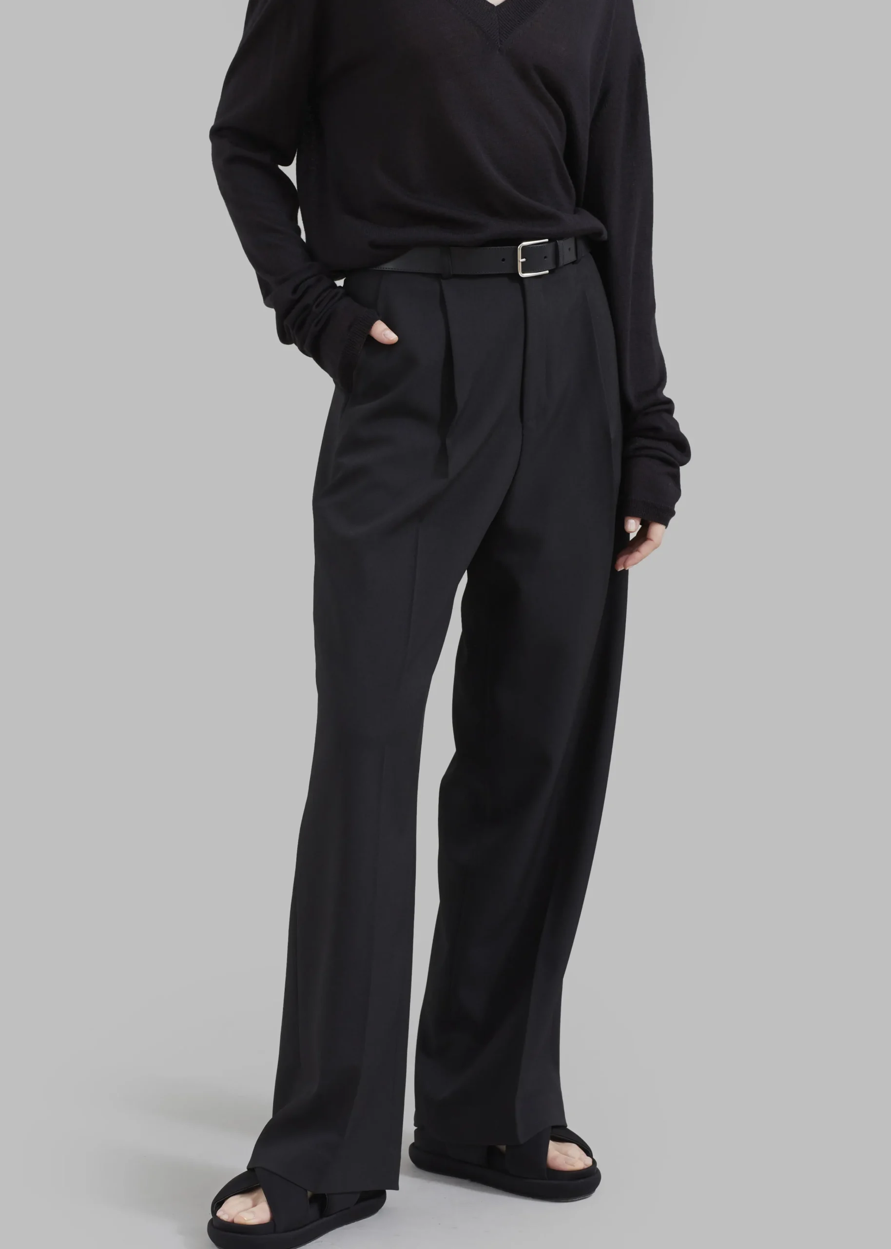 The Frankie Shop Nessi Pintuck Trousers Black New