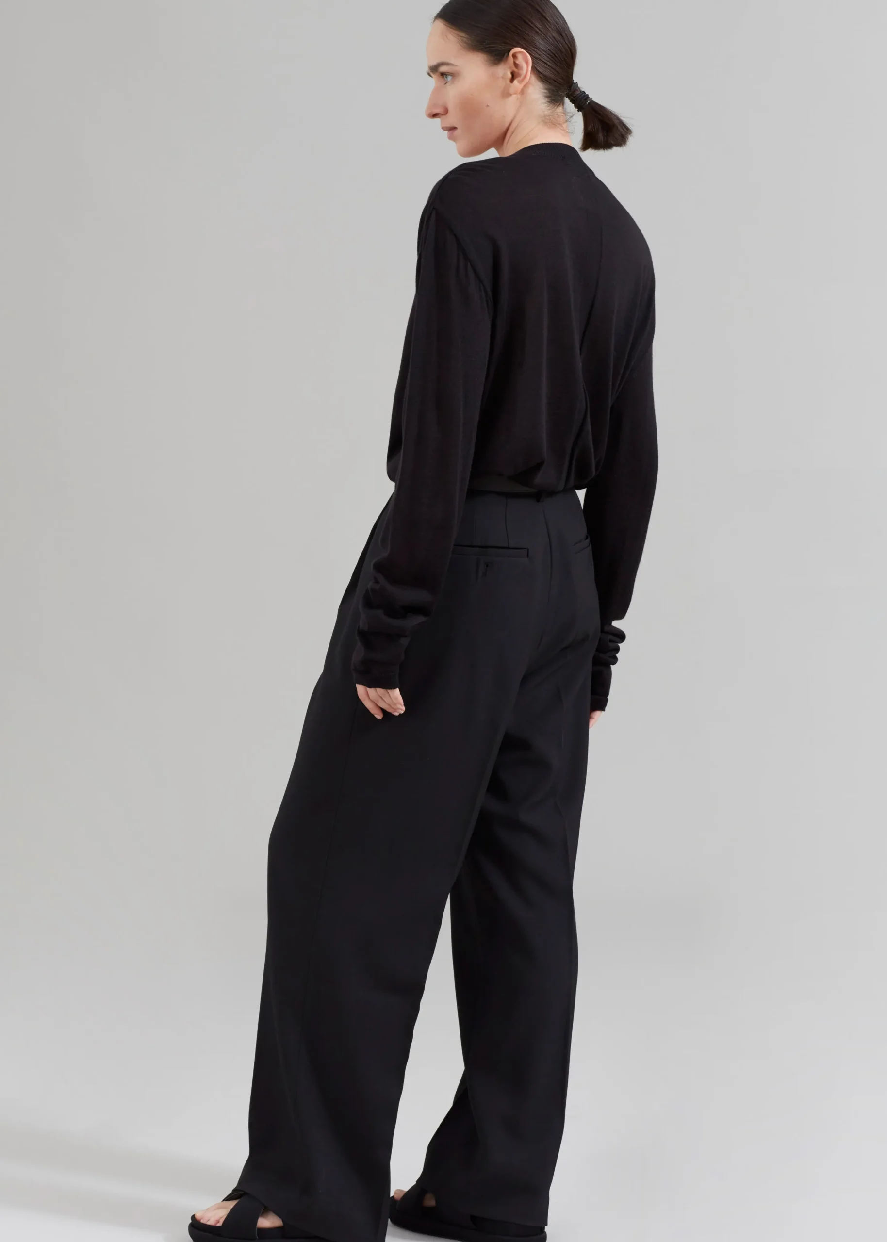 The Frankie Shop Nessi Pintuck Trousers Black New