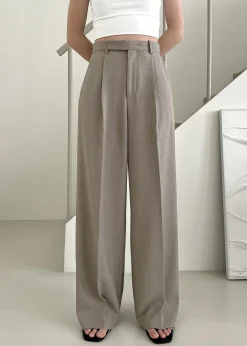 The Frankie Shop Nessi Pintuck Trousers Taupe Sale