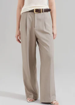 The Frankie Shop Nessi Pintuck Trousers Taupe Sale