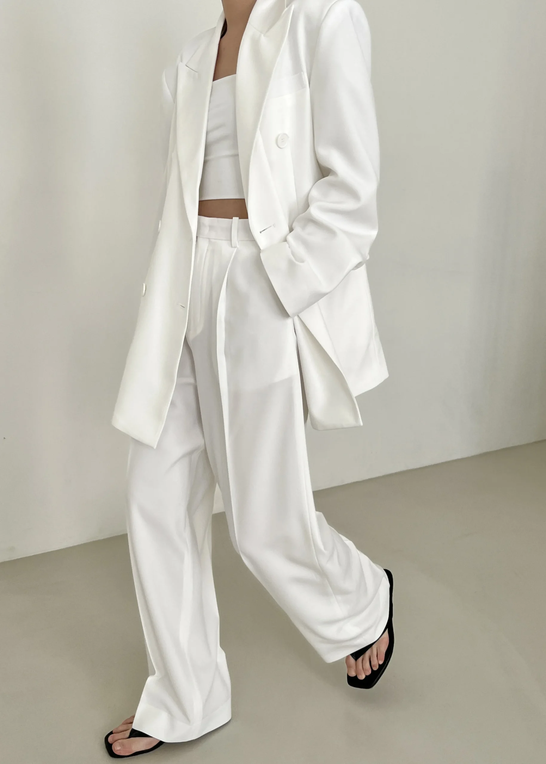 The Frankie Shop Nessi Pintuck Trousers White Hot