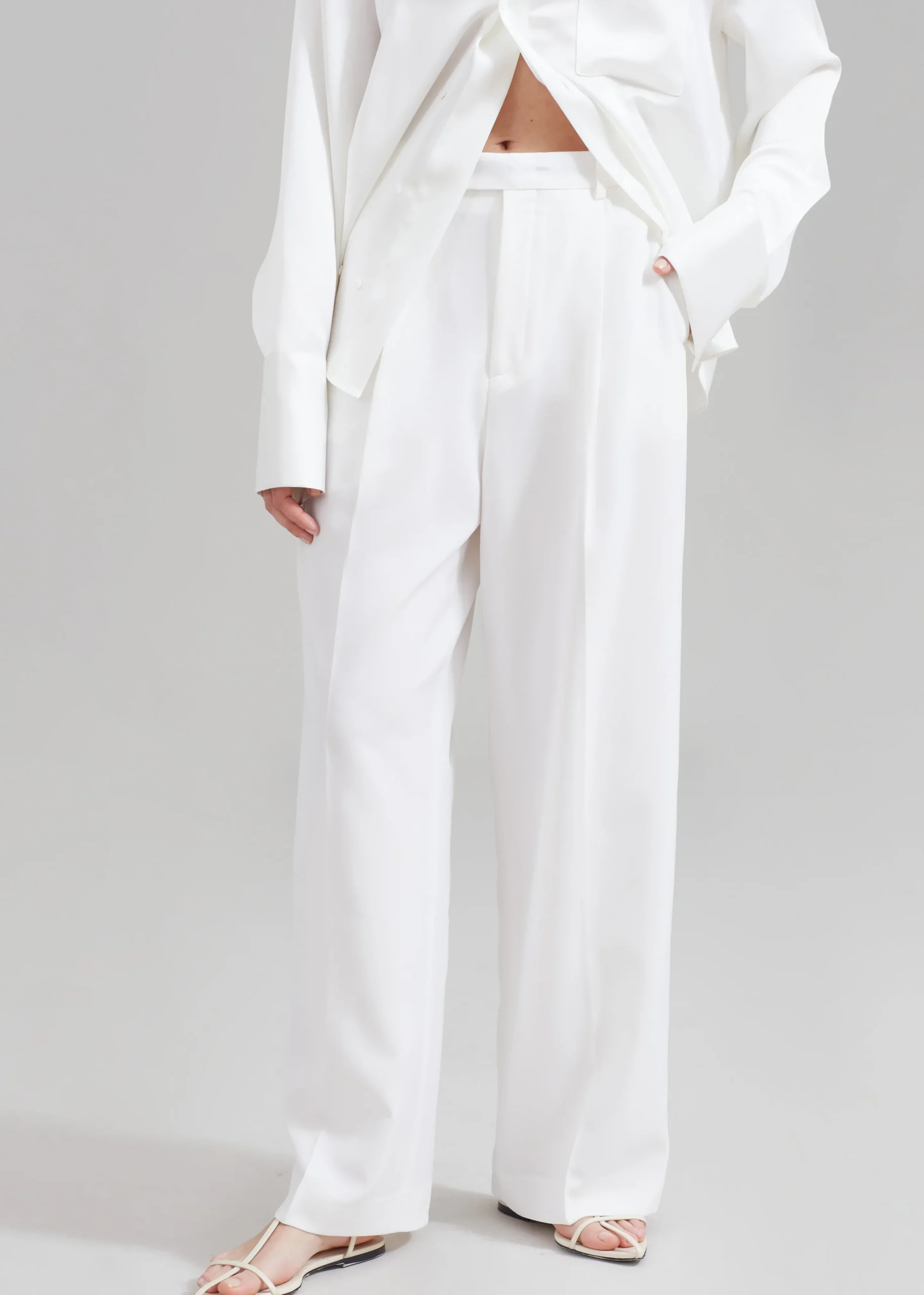 The Frankie Shop Nessi Pintuck Trousers White Hot
