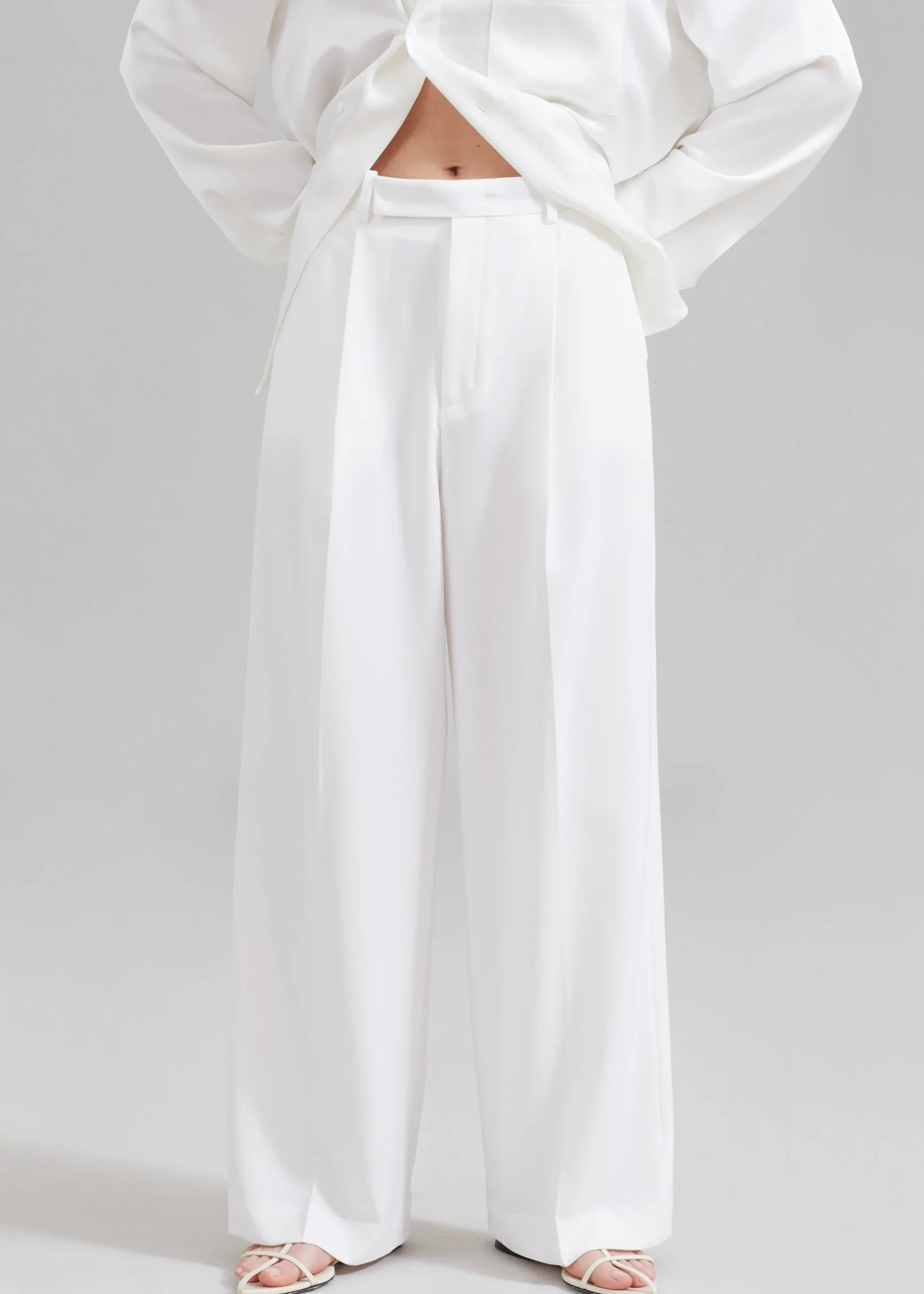 The Frankie Shop Nessi Pintuck Trousers White Hot