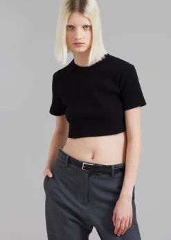 The Frankie Shop Nico Cropped Tee Black New