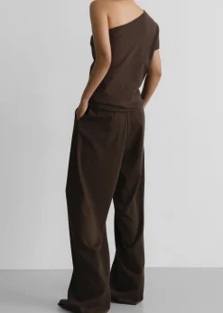 The Frankie Shop Nivi One Shoulder Knit Top Brown Discount