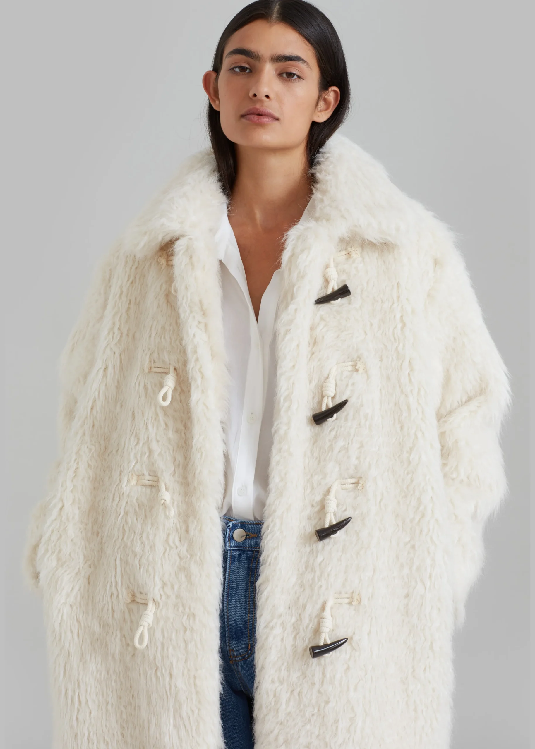 The Frankie Shop Noha Faux Fur Toggle Coat Cream Best