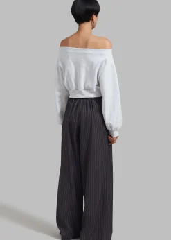 The Frankie Shop Noor Wide Pants Grey Pinstripe Sale