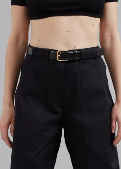 The Frankie Shop Norin Croc-Effect Belt Black Clearance