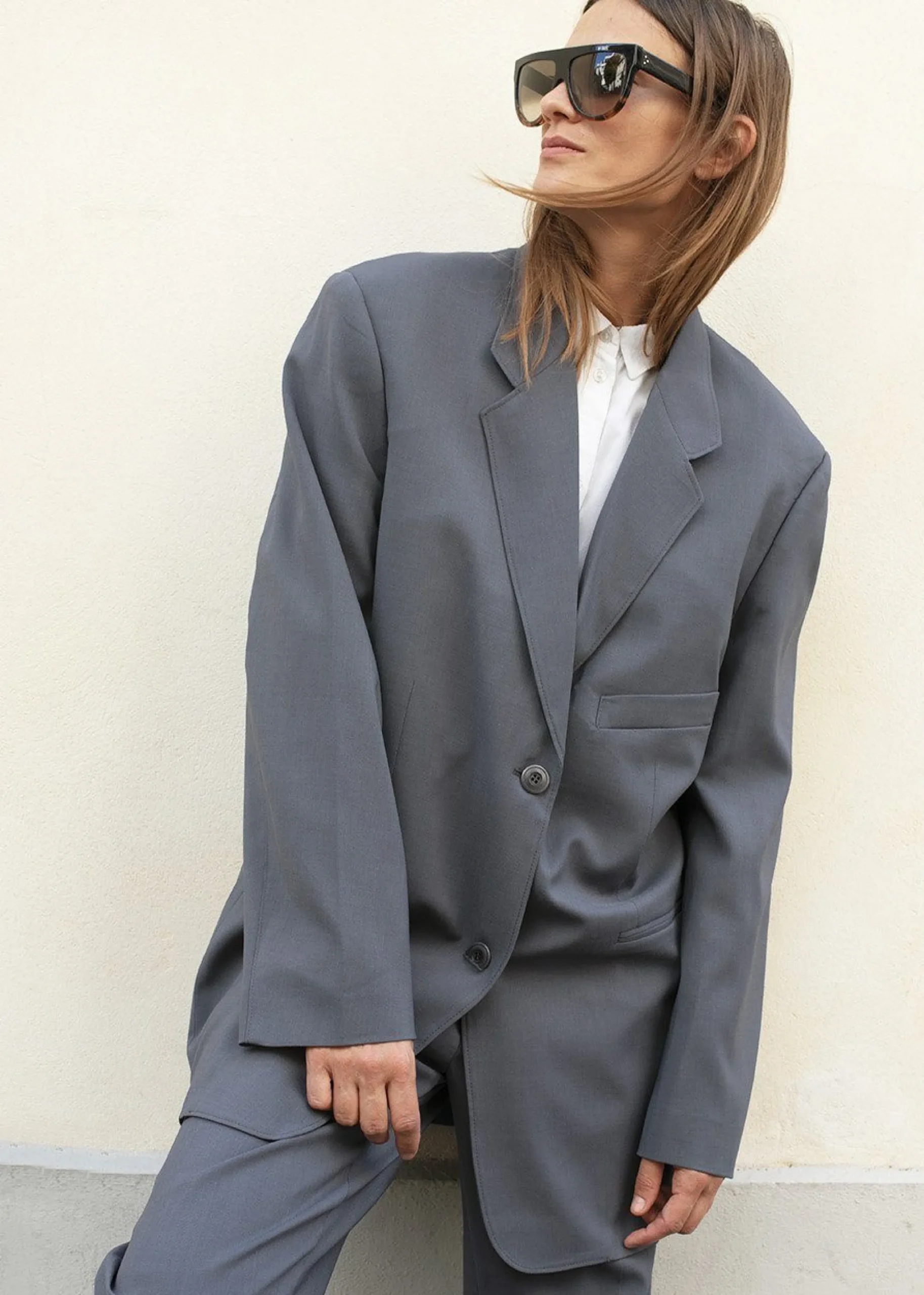 The Frankie Shop Notch Lapel Blazer Graphite