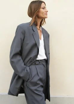 The Frankie Shop Notch Lapel Blazer Graphite