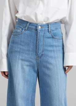 The Frankie Shop Odelle Wide Denim Pants Worn Wash Clearance