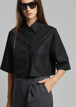The Frankie Shop Odem Cropped Shirt Black Online