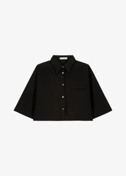 The Frankie Shop Odem Cropped Shirt Black Online