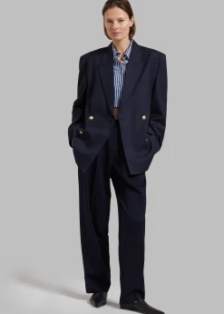 The Frankie Shop Oline Double Breasted Blazer Dark Navy New