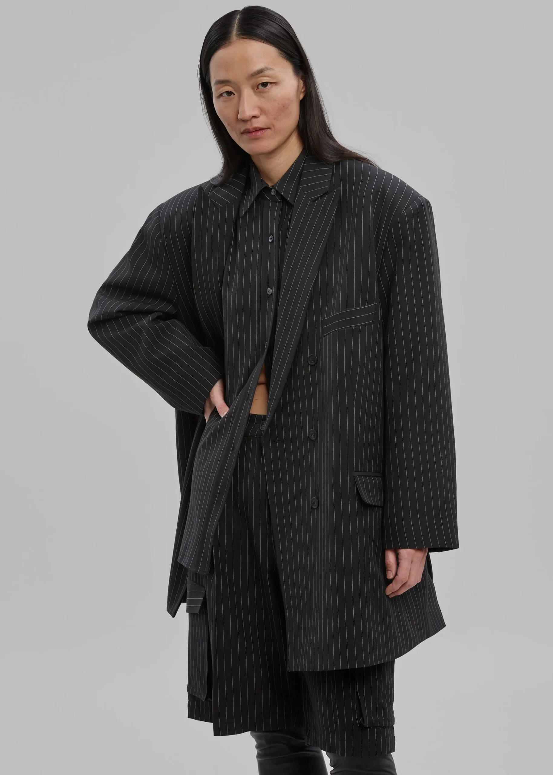 The Frankie Shop Omoka Blazer Black Pinstripe Clearance