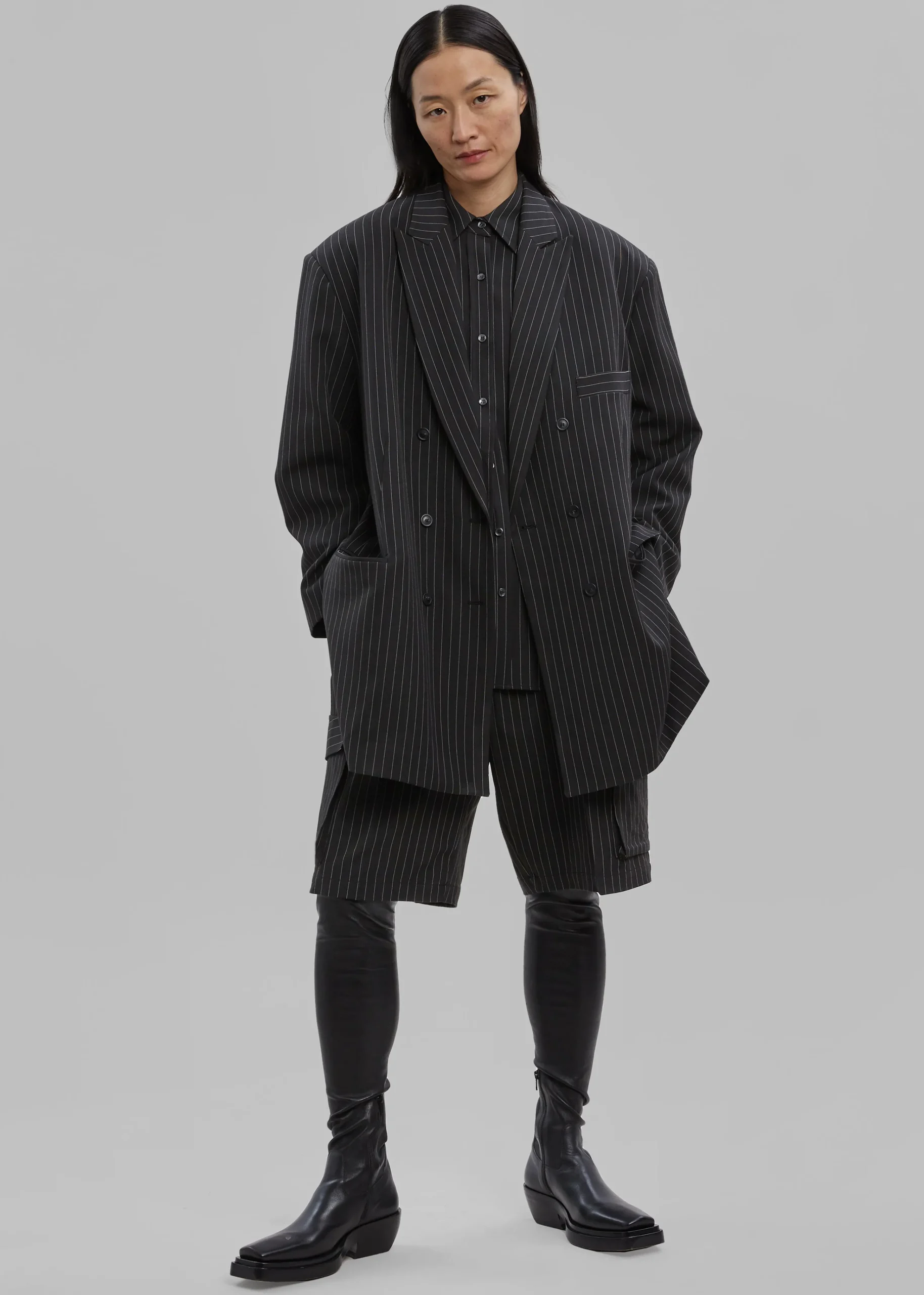 The Frankie Shop Omoka Blazer Black Pinstripe Clearance