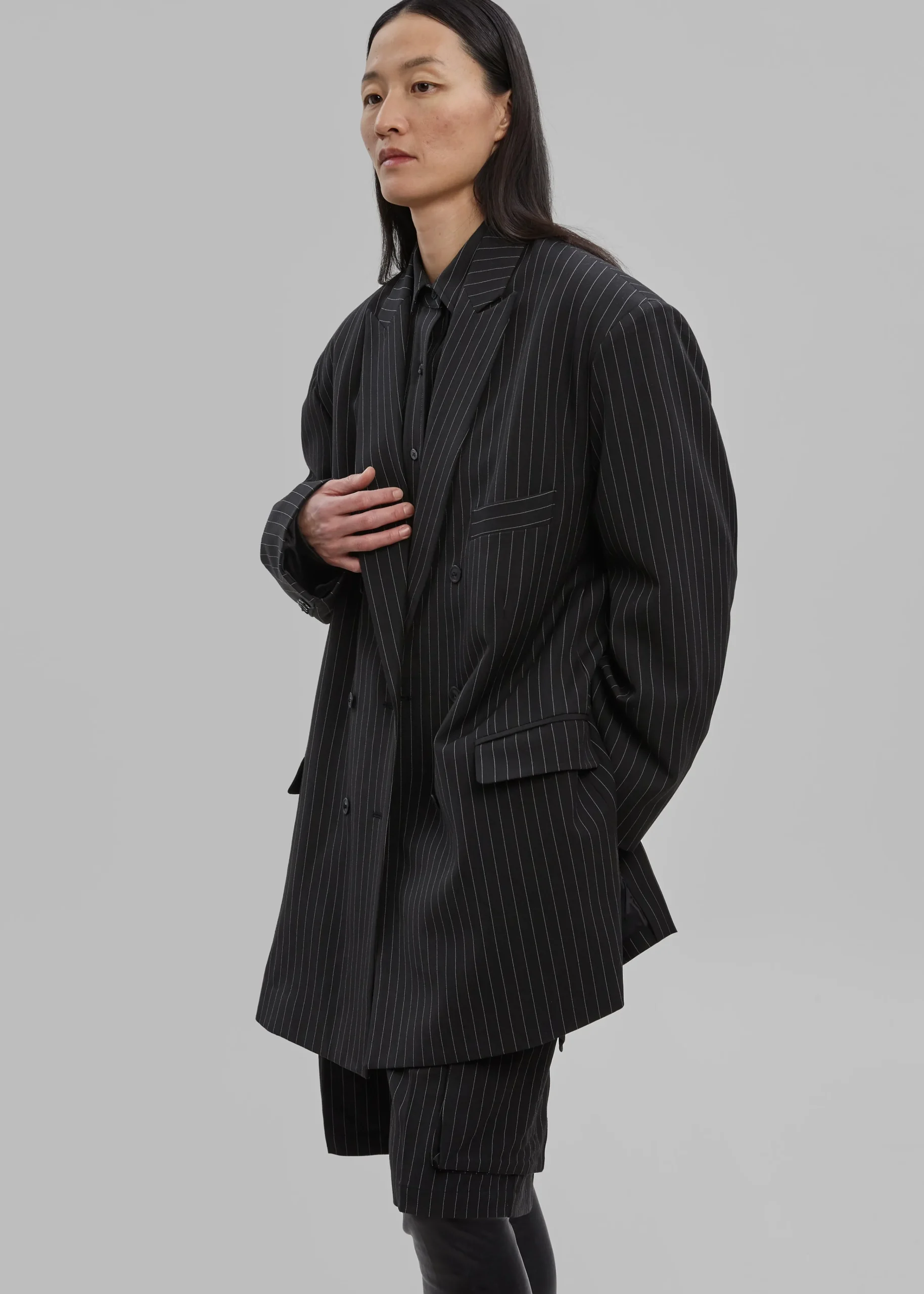 The Frankie Shop Omoka Blazer Black Pinstripe Clearance