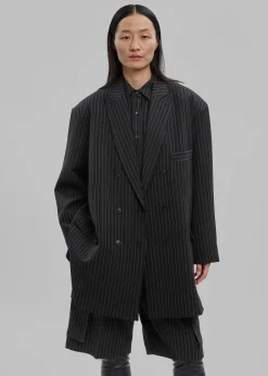 The Frankie Shop Omoka Blazer Black Pinstripe Clearance