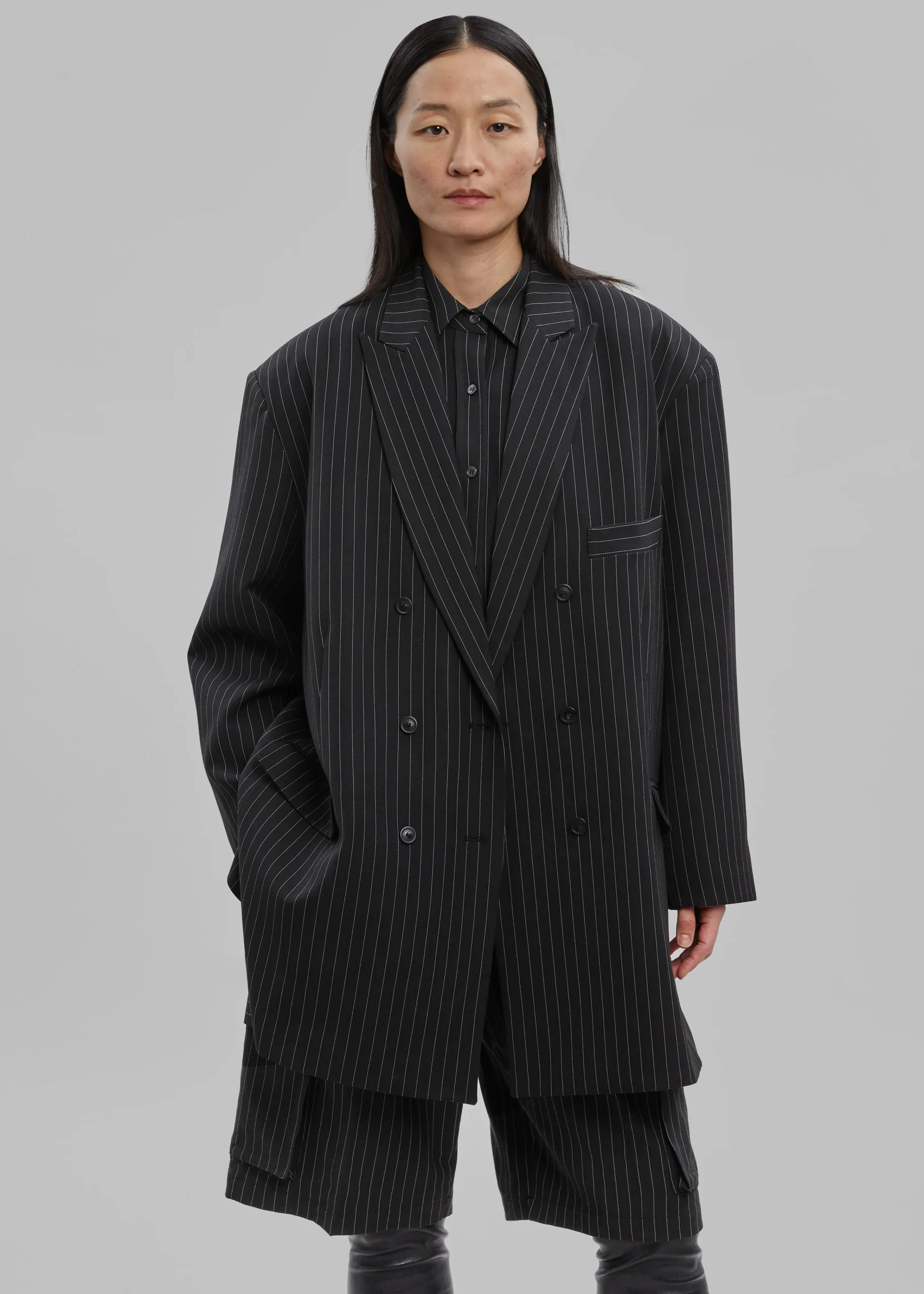 The Frankie Shop Omoka Blazer Black Pinstripe Clearance
