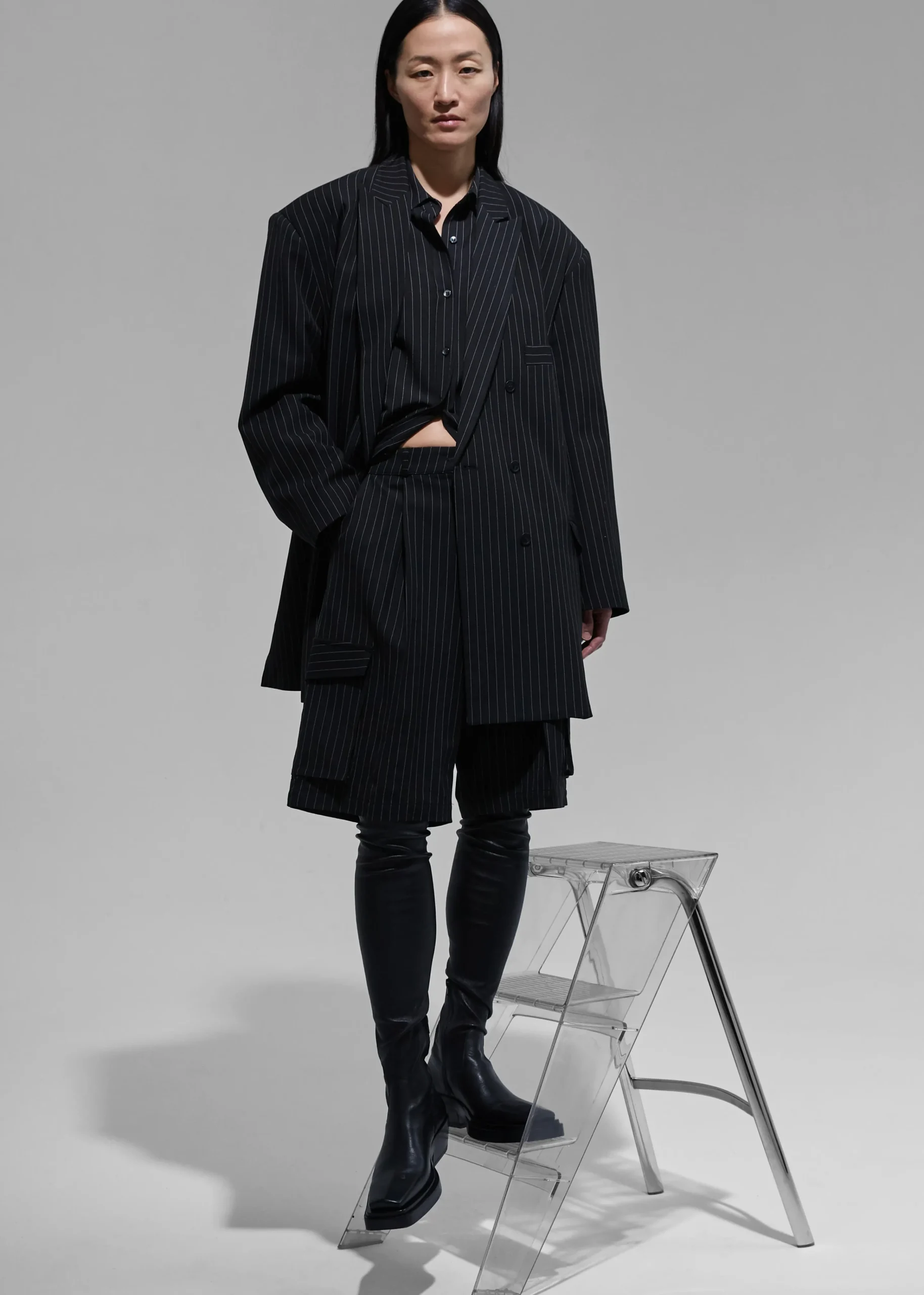 The Frankie Shop Omoka Blazer Black Pinstripe Clearance