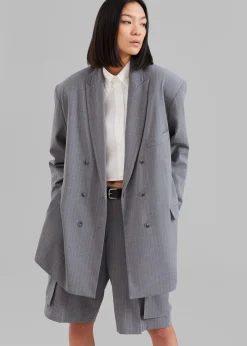 The Frankie Shop Omoka Blazer Grey Pinstripe Hot