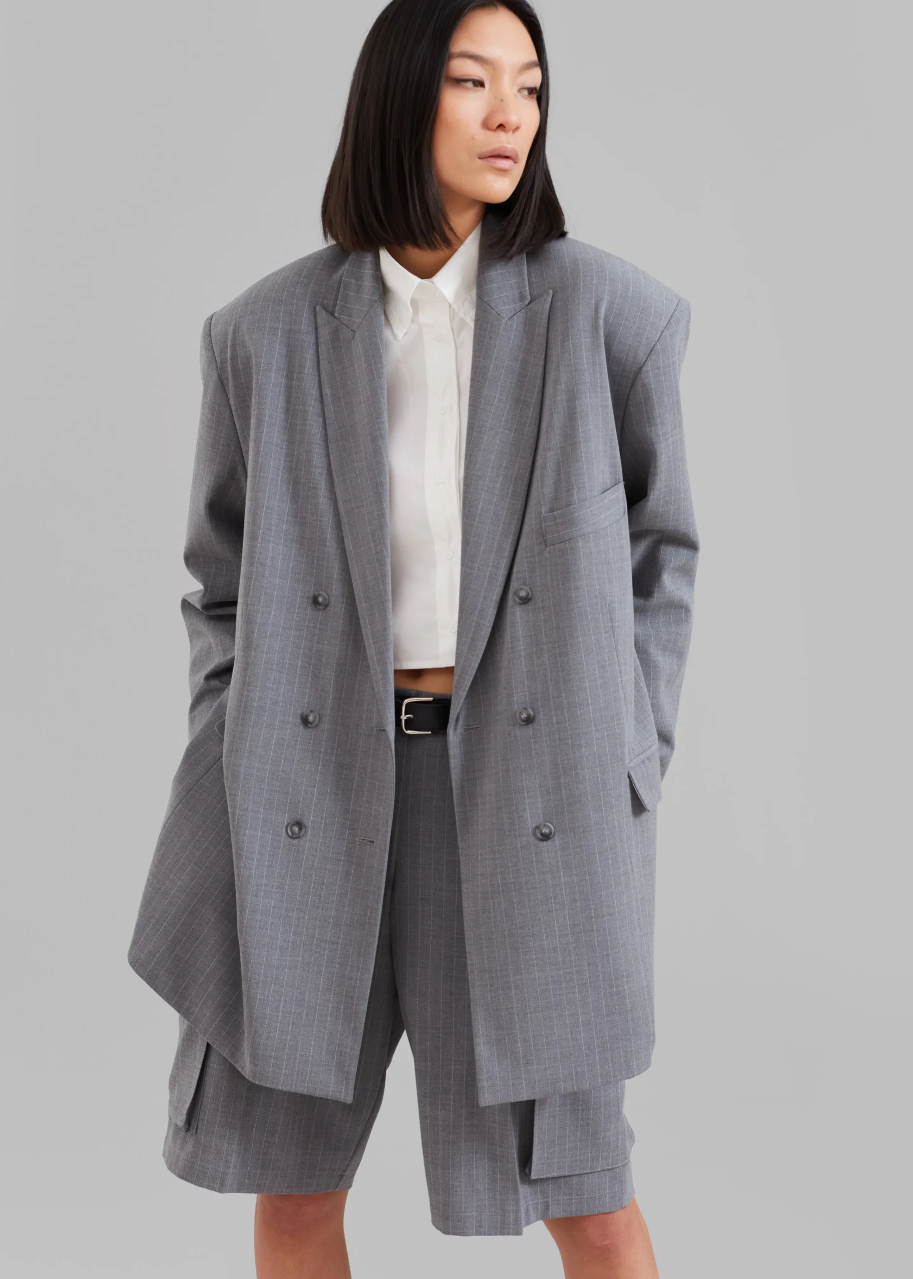 The Frankie Shop Omoka Blazer Grey Pinstripe Hot
