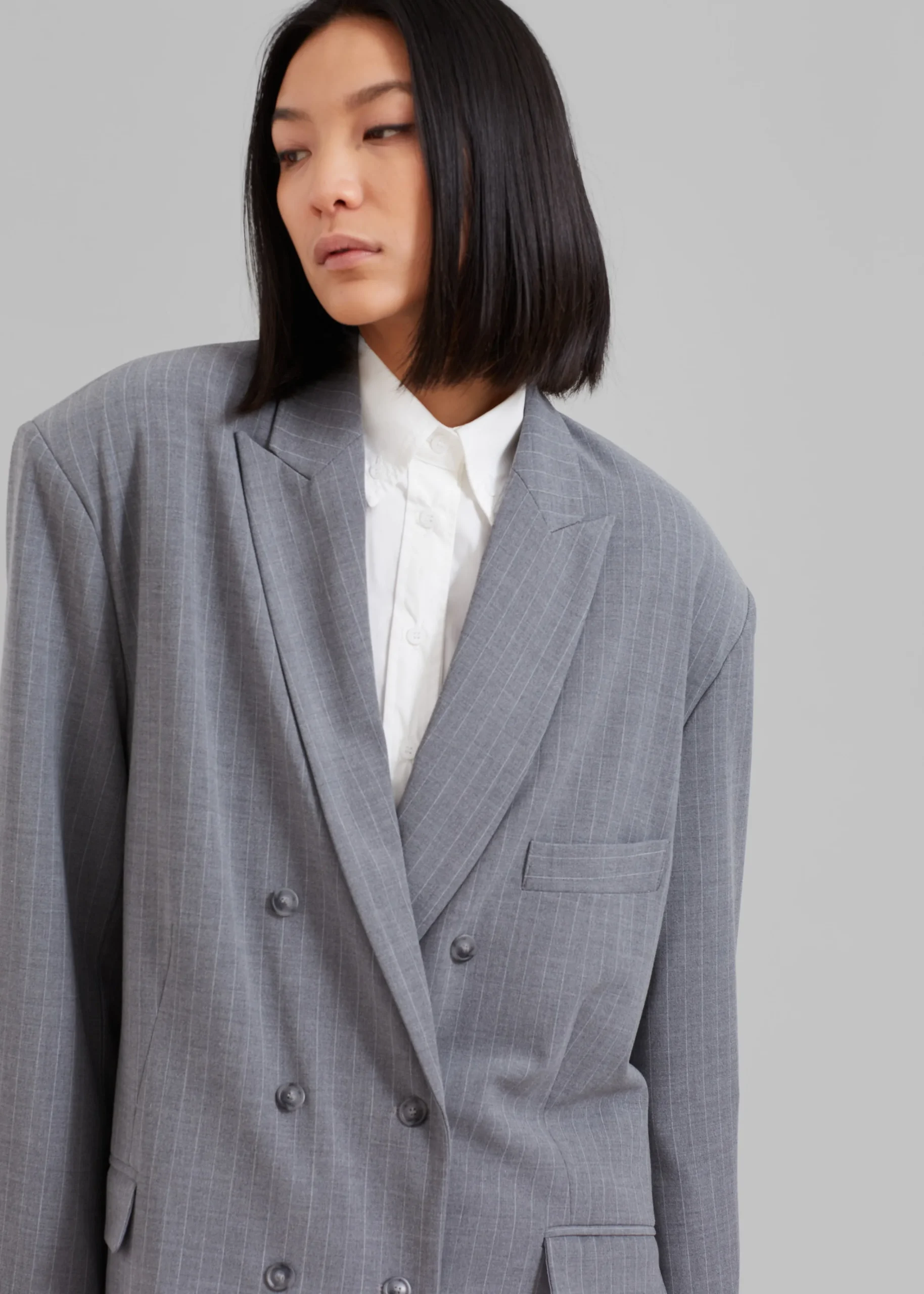 The Frankie Shop Omoka Blazer Grey Pinstripe Hot
