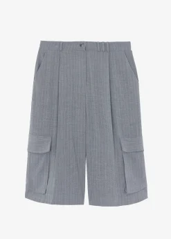 The Frankie Shop Omoka Cargo Trouser Shorts Grey Pinstripe Clearance