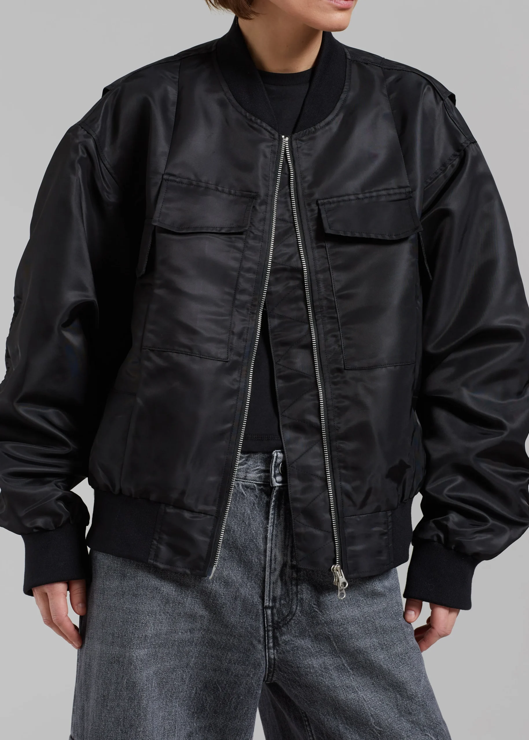 The Frankie Shop Onyx Bomber Jacket Black Outlet