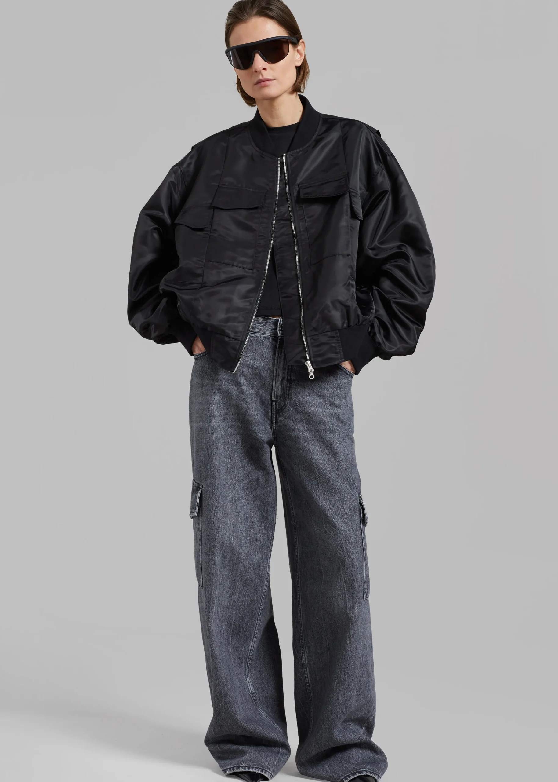 The Frankie Shop Onyx Bomber Jacket Black Outlet