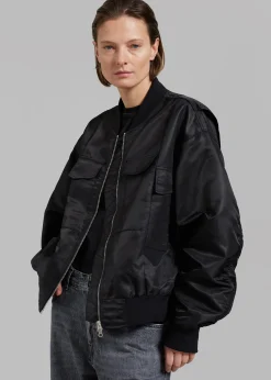 The Frankie Shop Onyx Bomber Jacket Black Outlet
