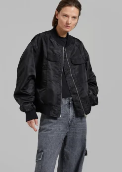 The Frankie Shop Onyx Bomber Jacket Black Outlet