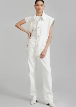 The Frankie Shop Ora Lace Up Denim Vest Cream New