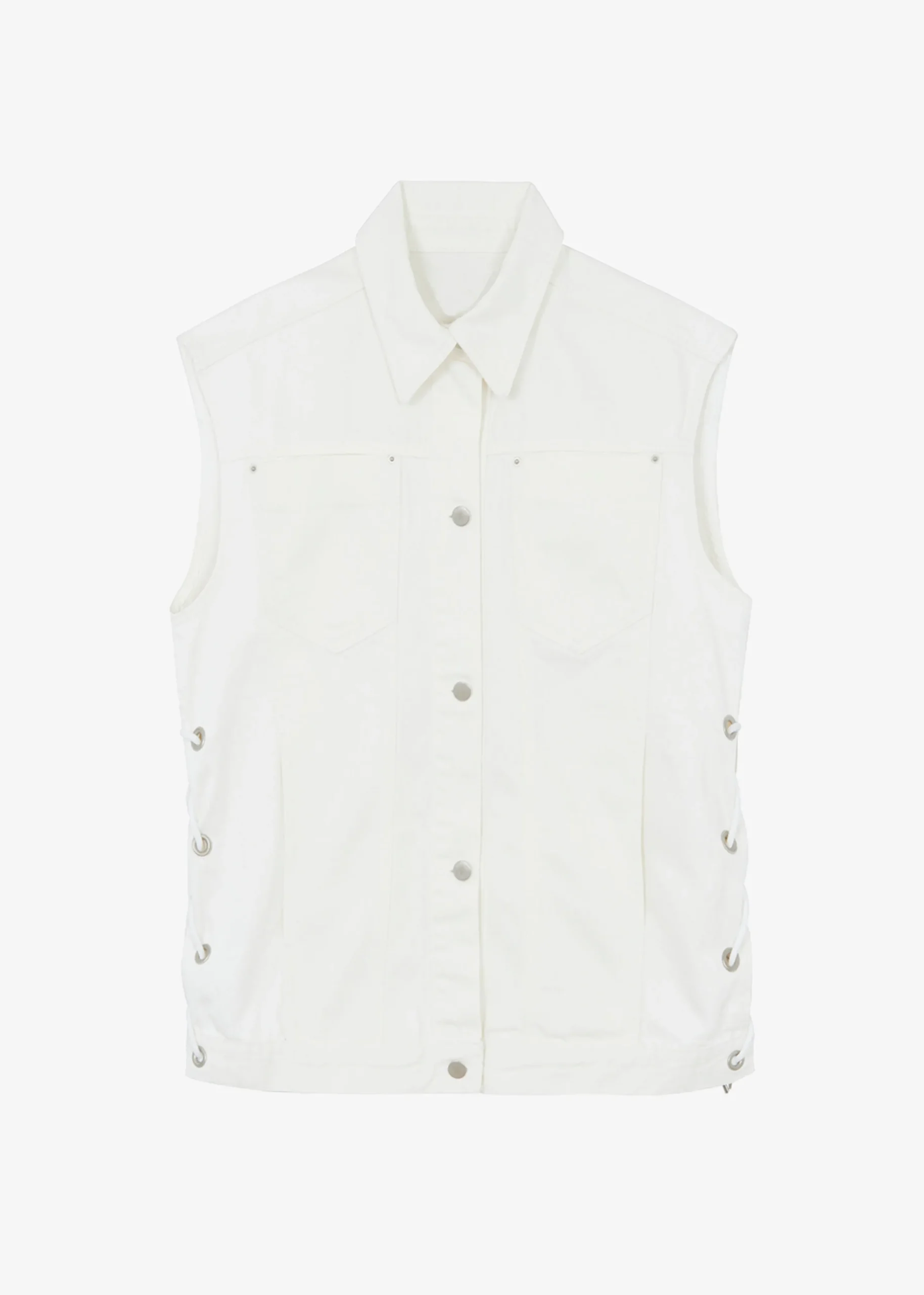 The Frankie Shop Ora Lace Up Denim Vest Cream New