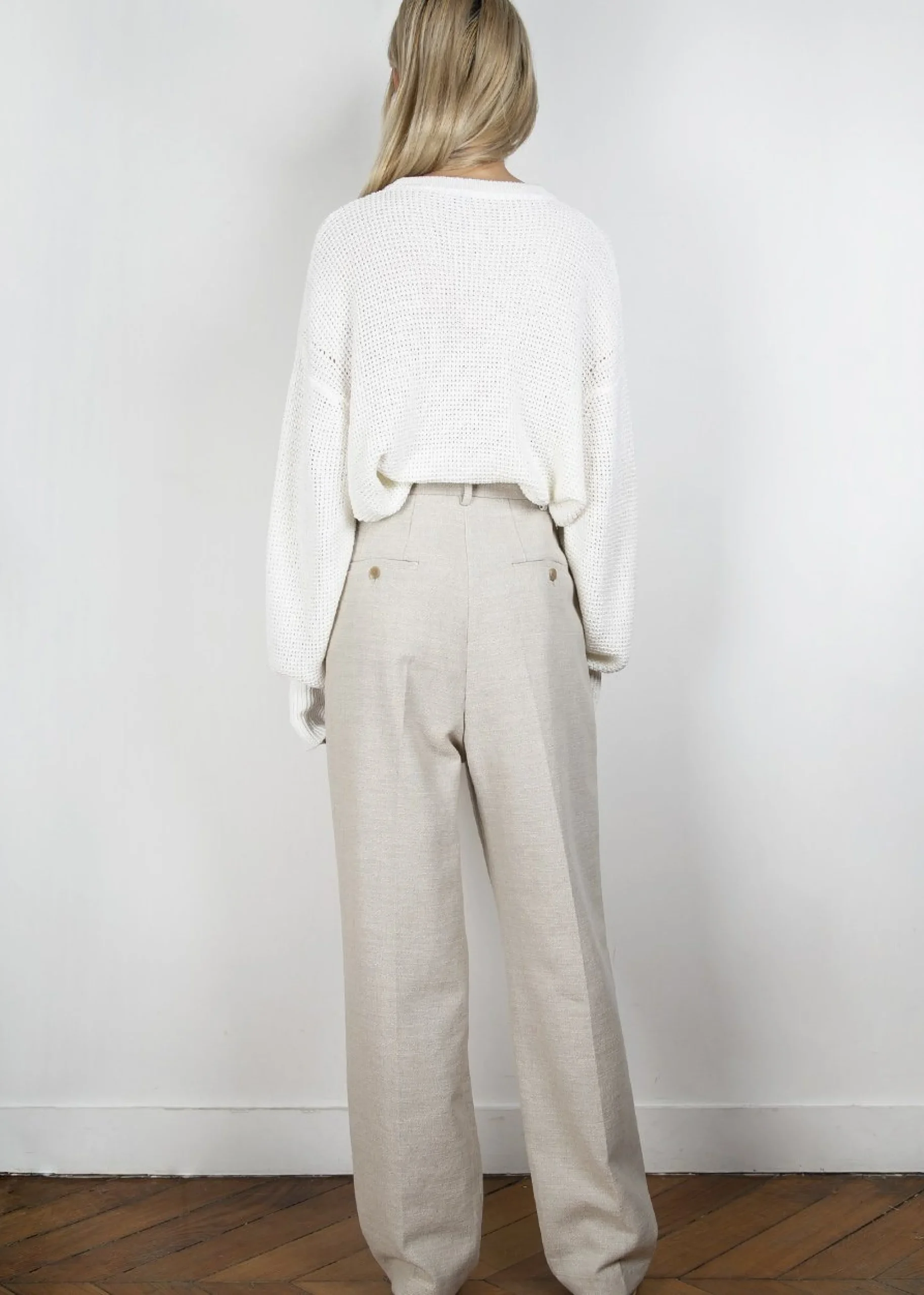 The Frankie Shop Pace Pleated Linen Blend Pants Sand